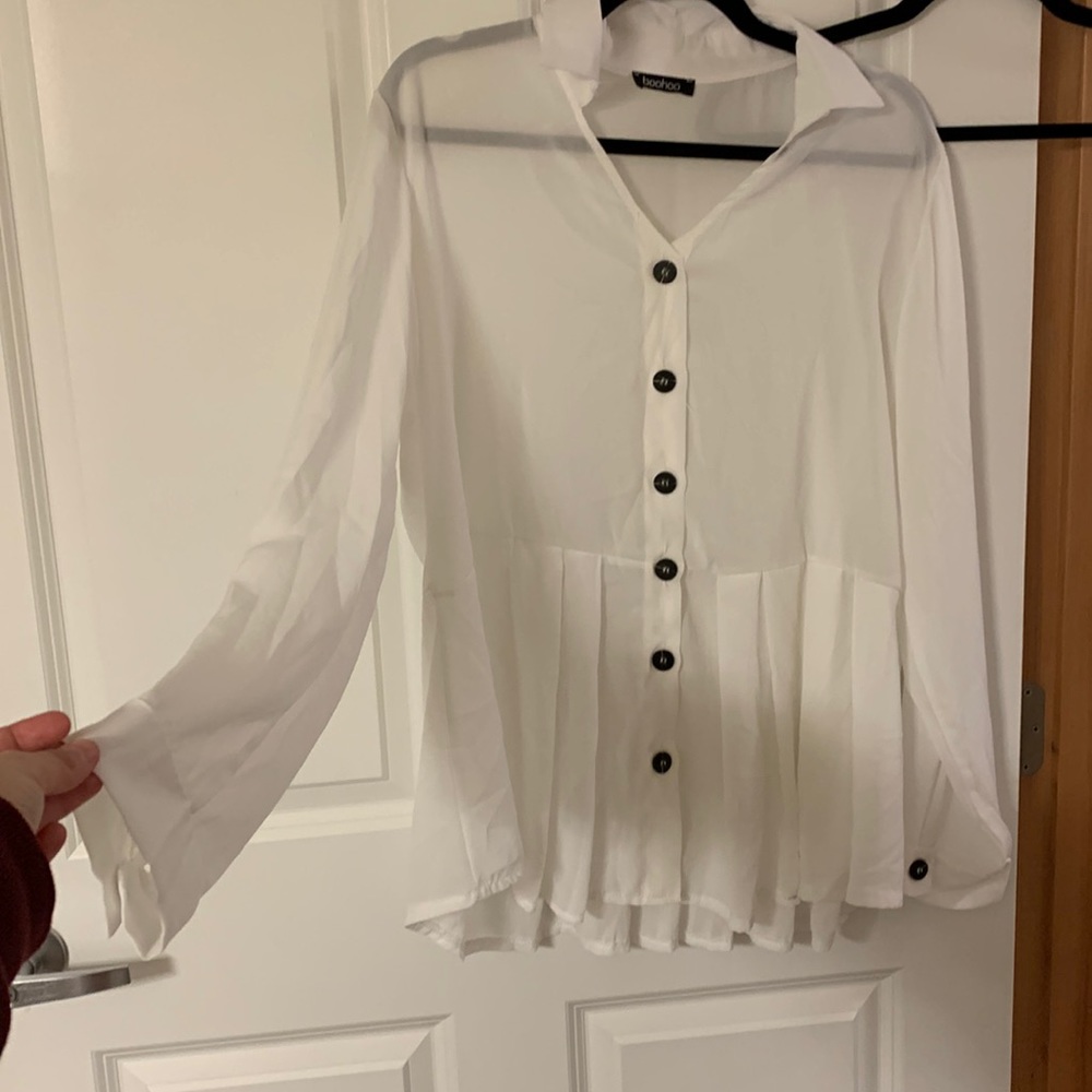 Pleated Button up Detail Peplum shirt
